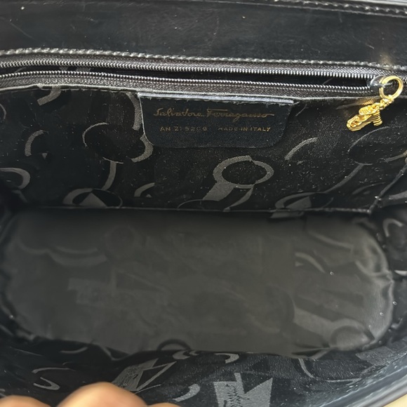 Salvatore Ferragamo Black Leather Handbag, Gold Hardware, free LV lock & key - Picture 10 of 16